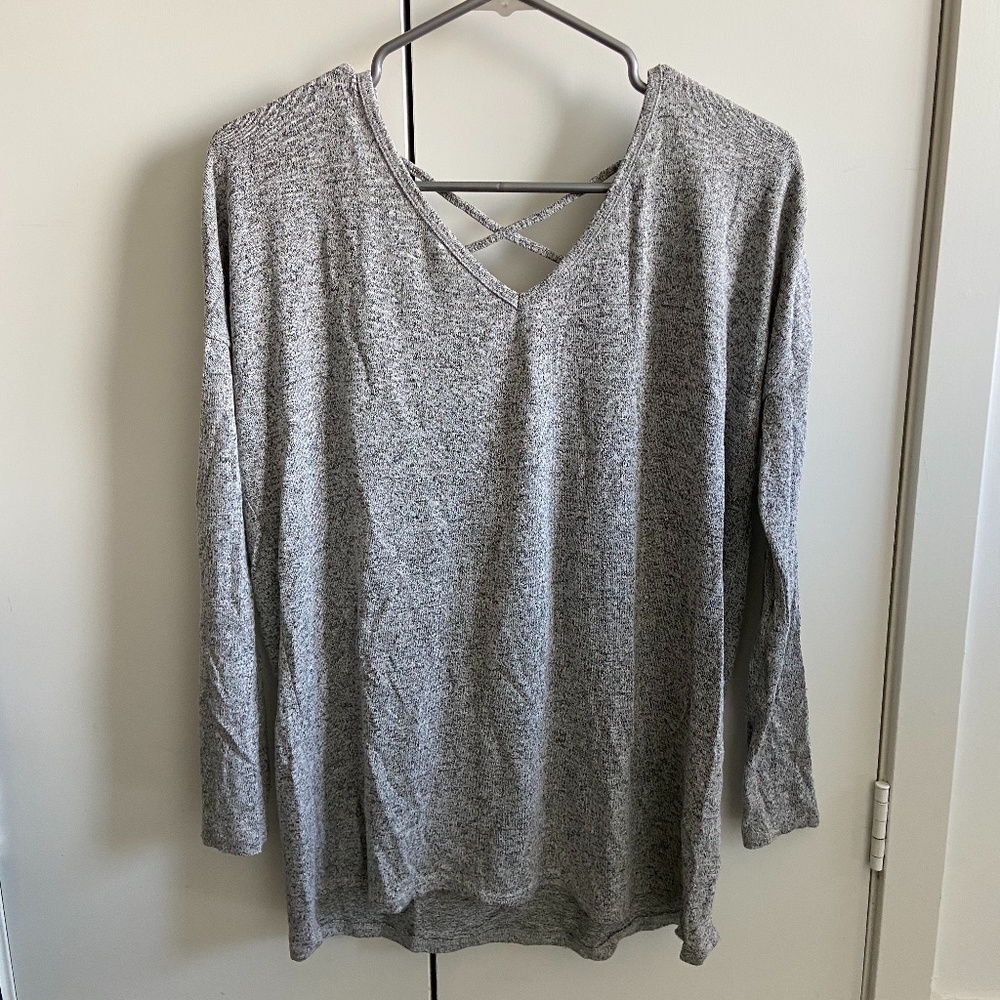 Garage Grey V Neck Top